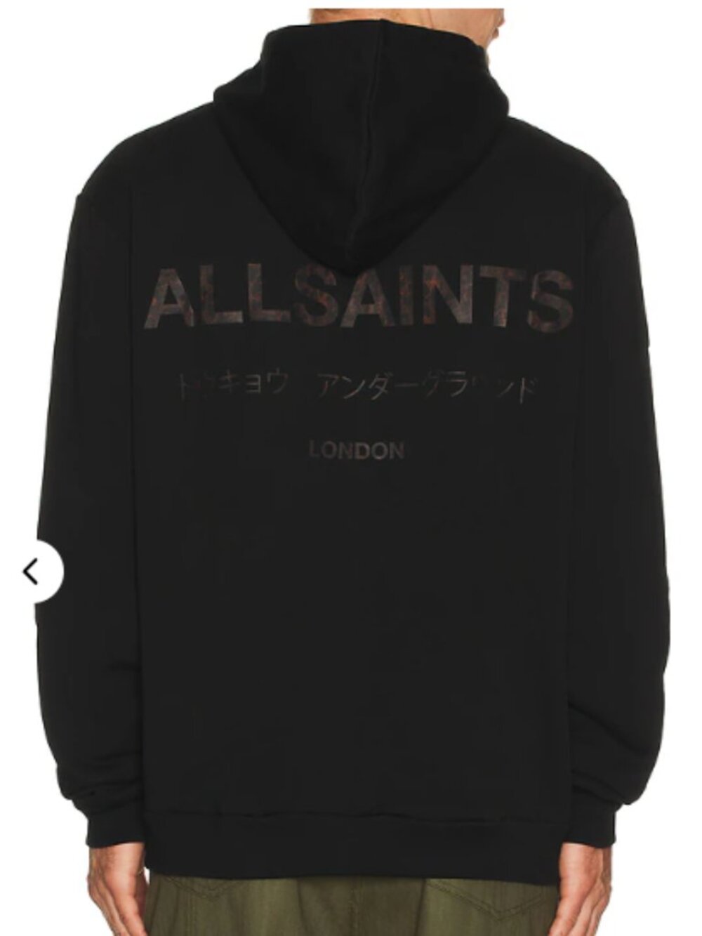 ALLSAINTS Underground Hoodie – Jet Black & Dark Leo – Small – Organic Cotton